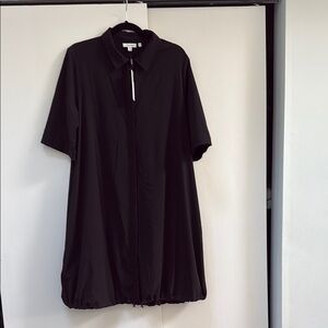 Black Short Sleeve Bungee Shirt Dress